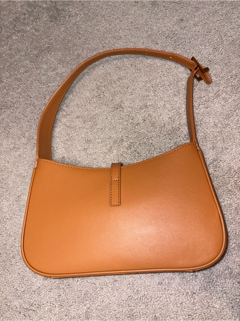 Tan Leather Shoulder Bag with Logo - Picture 3 of 6